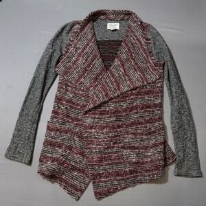 Lucky Lotus Women's Long Sleeve Knit Cardigan Sweater Red Black Marled Size S‎